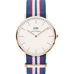 Daniel Wellington Classic Canterbury Blue White Fabric Strap Mens Watch 0113DW. Fixed Price $69.98.