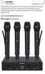 Melonare 4-CHANNEL Wireless Uhf System MWM-41-4H, Dynamic, Lcd, Eq. Fixed Price $60.00.