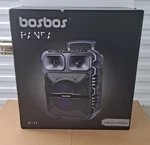Bosbos Panda P-11 Wireless Speaker W/ Microphone, Tripod, & Wheels Karaoke Style. Fixed Price $249.99.