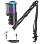 Gaming Usb Condenser Microphone W/ Noise Cancellation, Mute, Boom Arm, Rgb. Fixed Price $59.56.