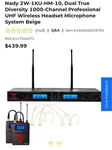 Nady Systems. Uhf Dual Receiver Microphones. Fixed Price $400.00.