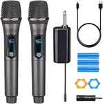 Wireless Microphone, Rechargeable Fixed Frequency Dual. Fixed Price $29.99.