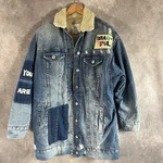 Zara Trafaluc Jean Jacket Mens Medium Blue Distressed Denim No Meaning Beautiful. Fixed Price $59.99.