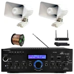 Pyle Bluetooth Stereo Receiver, Wireless Microphone Set, 2X 6'' Speakers W/wire. Fixed Price $151.49.
