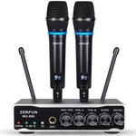 Zerfun 2 Channel Rechargeable Wireless Microphone System, Pro Uhf Metal Handh.... Fixed Price $176.79.