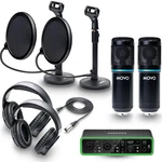 Movo PODPAK2T 2-PACK Universal Condenser Microphone Kit With Phantom 2X2 Audio. Fixed Price $288.00.