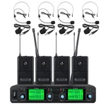 4 Channel Wireless Microphone System Uhf Lavalier Bodypacks Headset Church. Fixed Price $129.00.