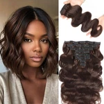 Lumiere Dark Brown Clip In Hair Extensions Body Wave Human Exten.... Fixed Price $45.35.