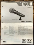 Sony F-K70L -K70H Microphone Service Manual *original*. Fixed Price $9.97.
