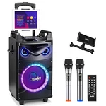Moukey Portable Speaker Bluetooth Two Wireless Microphones Karaoke Set For Home. Fixed Price $675.95.