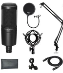 Audio-technica AT2020 Microphone Bundle With Shockmount, Stand, Boom Arm, Cable. Fixed Price $124.99.