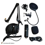 Maono AU-A04H Cardioid Podcast Microphone With Studio Headphone Set. Fixed Price $49.99.