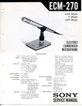 Sony Model ECM-270 Electret Condenser Microphone Service Manual. Fixed Price $14.19.