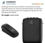 Winbridge Wireless Voice Amplifier With Bluetooth Lavalier Lapel WB005N. Fixed Price $64.88.