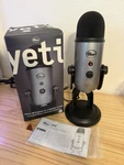 Blue Wired Yeti Usb Microphone 0540 Lunar Gray With Stand Open Box. Fixed Price $65.00.