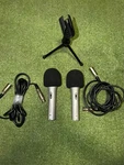 Pair Of Audio-technica AT2100-USB Dynamic Microphones With Cables Stand. Fixed Price $65.00.