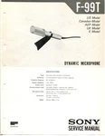 Sony Model F-99T Dynamic Microphone Service Manual. Fixed Price $14.95.
