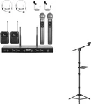 4-CHANNEL Wireless Microphone System PTU-5200-2H2B Bundled With The Adjustable. Fixed Price $614.99.