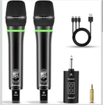Bietrun Uhf Dual Rechargeable Wireless Portable, (2) Microphones -WXM19. Fixed Price $68.00.