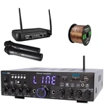 Pyle Home Theater Amplifier Receiver, Wireless Microphone System + Speaker. Fixed Price $137.99.