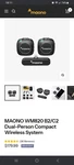 Maono Wireless Microphone System. WM820 Series. New In Box. Fixed Price $60.00.