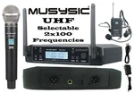 Musysic MU-U2F5-HL Uhf Wireless Handheld Lavalier Mic System 2X100 Ch Dual. Fixed Price $99.99.