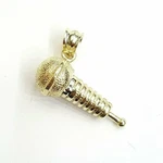 New 10K Solid Yellow Gold Microphone Pendant Singer Music Jewelry Fine Gift 3.3G. Fixed Price $408.38.
