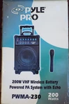 Pyle PWMA-230 Battery/ac/dc Powered Portable 200W Speaker + Wireless Microphone. Fixed Price $72.00.
