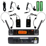 Wireless Microphone System 2 Channel Uhf Audio Headset Lavalier Bodypack Ktv. Fixed Price $108.60.