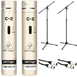 Behringer C-2 Matched Studio Condenser Microphones Bundle With Stands Cables. Fixed Price $159.00.