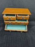Vintage Apco Musical Wooden 4 Drawer Baby Blue Lined Jewelry Box Read. Fixed Price $28.99.