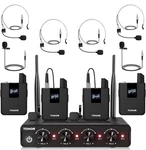 Tonor Wireless System Uhf 4X Bodypack Lapel Ear 4CH TW364 Microphones. Fixed Price $104.95.
