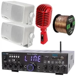 Pyle PDA4BU Bluetooth Stereo Receiver, 2X 3.5'' White Speakers, Retro Mic, Wire. Fixed Price $150.99.