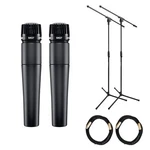 Pair Of Shure SM57 Instrument Microphones Bundle With Stands & Xlr Cables. Fixed Price $269.99.