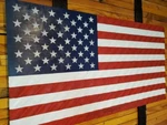 Large Americn Handmade Wavy Wood Flag Quality Craftsmanship 19X37. Fixed Price $100.00.
