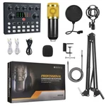 Professional Podcast Microphone Kit, V8 Sound Card Bundle With Stand, 7 Voice Mo. Fixed Price $43.99.