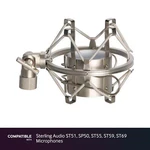 Silver Shock Mount Fits Sterling Audio ST51, SP50, ST55, ST59, ST69 Microphones. Fixed Price $59.99.