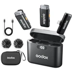 Godox WES1 Wireless Mic Kit (2 Transmitters, Receiver) For Iphone. Fixed Price $55.00.