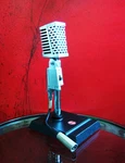 Vintage 1960S V-113 / Fen-tone Dynamic Microphone Hi Z W Atlas DS-2 Stand Calrad. Fixed Price $205.00.