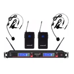 2CH Wireless Uhf Microphone System Headset Lavalier Lapel Audio. Fixed Price $117.57.