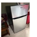 Galanz GL17BK Mini Fridge Silver 2 Door, 1-5 Ft Adjustable Shelves, Used. Fixed Price $75.00.