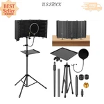 New Microphone Stand Isolation Shield Pop Filter Tripod Foldable Recording. Fixed Price $64.02.