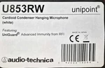 Audio-technica U853RW Unipoint Condenser Hanging Microphone White Cardioid. Fixed Price $99.95.