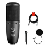 Akg P120 Cardioid Condenser Microphone (black) W/ Xlr Cable, Pop Filter & Straps. Fixed Price $96.99.