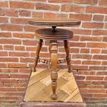 Antique Oak Adjustable Piano Stool Swivel Seat Round Vintage Wood. Fixed Price $149.95.