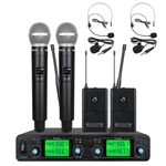 Wireless Microphone System 4 Channel Uhf 2 Handheld Headset Lavalier School. Fixed Price $99.00.