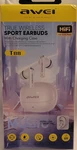 Awei T88 True Wireless Sport Earbuds, Waterproof IPX4, Smart Touch, White. Fixed Price $20.00.