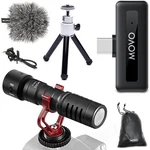 Movo Shotgun With WM-VXR10 Wireless Microphone Adapter And Tripod. Fixed Price $69.95.
