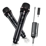 Wireless Microphones Karaoke Singing Rechargeable Dual-channel Receiver 240FT. Fixed Price $39.23.