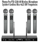 Phenyx Pro PTU-5200-4H Wireless Microphone System With Cordless MICS-4X25 Uhf. Fixed Price $187.14.